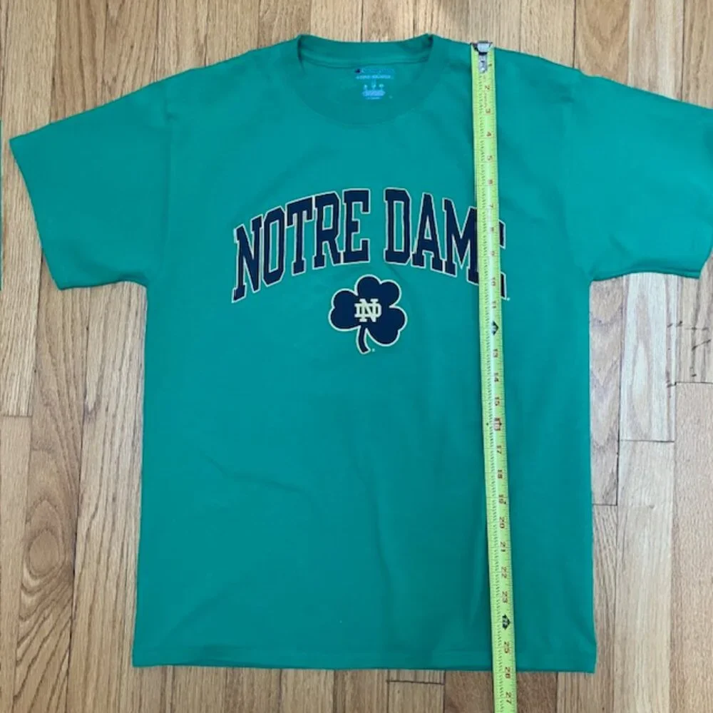 Champion Notre Dame Green 100% cotton short sleeve T shirt size M - Picture 7 of 7